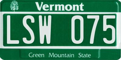 VT license plate LSW075