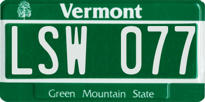 VT license plate LSW077