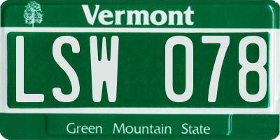 VT license plate LSW078