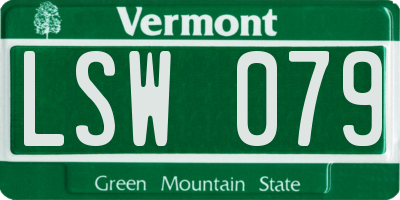 VT license plate LSW079