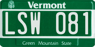 VT license plate LSW081