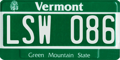 VT license plate LSW086