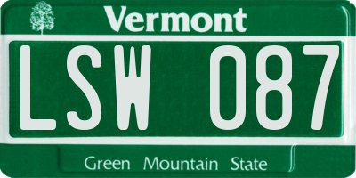 VT license plate LSW087