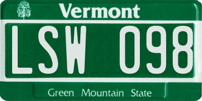 VT license plate LSW098