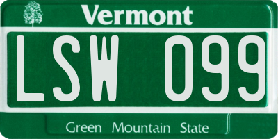 VT license plate LSW099