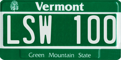 VT license plate LSW100