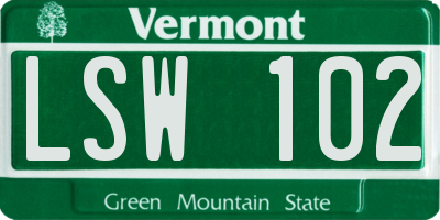 VT license plate LSW102