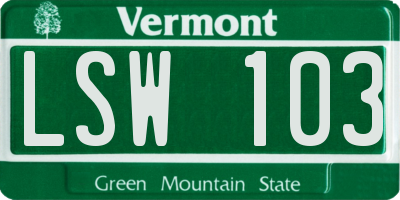 VT license plate LSW103