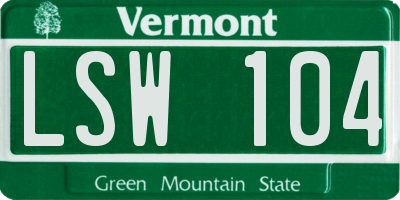 VT license plate LSW104