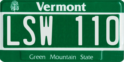 VT license plate LSW110