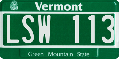 VT license plate LSW113