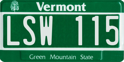VT license plate LSW115
