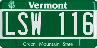 VT license plate LSW116