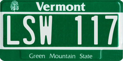 VT license plate LSW117
