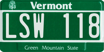 VT license plate LSW118