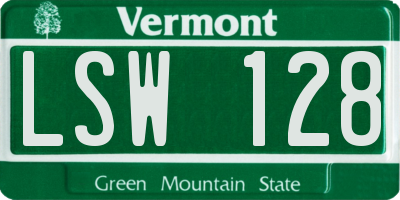 VT license plate LSW128