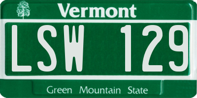 VT license plate LSW129