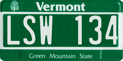 VT license plate LSW134
