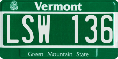 VT license plate LSW136
