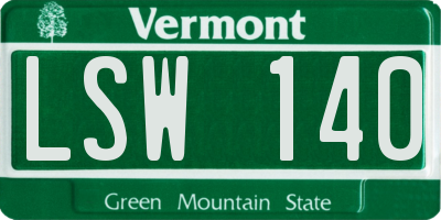 VT license plate LSW140