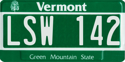 VT license plate LSW142
