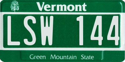 VT license plate LSW144