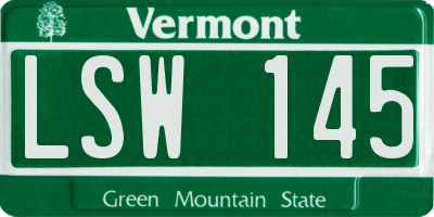 VT license plate LSW145