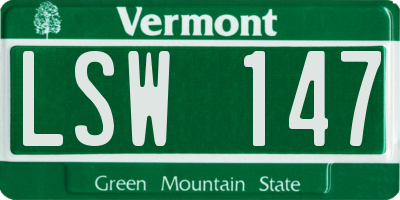 VT license plate LSW147