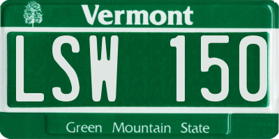 VT license plate LSW150
