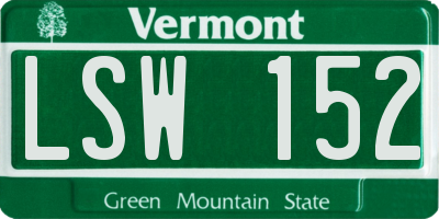 VT license plate LSW152