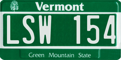 VT license plate LSW154