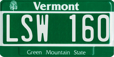 VT license plate LSW160