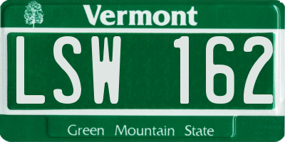 VT license plate LSW162