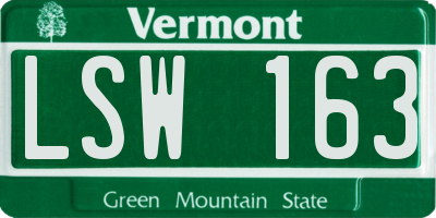 VT license plate LSW163