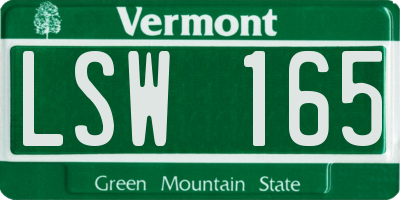 VT license plate LSW165