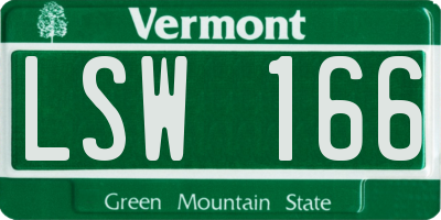 VT license plate LSW166