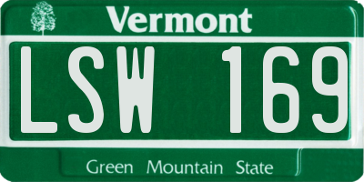 VT license plate LSW169