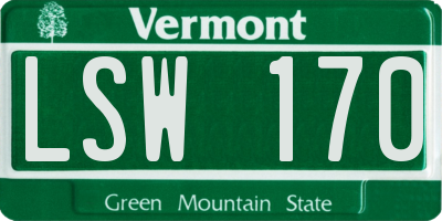 VT license plate LSW170