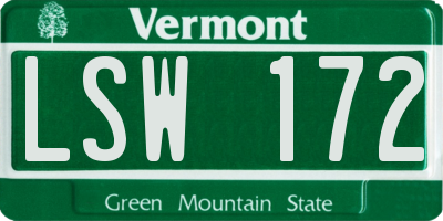 VT license plate LSW172
