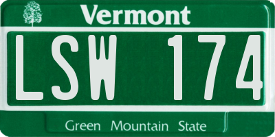 VT license plate LSW174