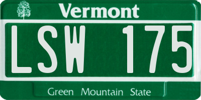 VT license plate LSW175