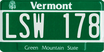 VT license plate LSW178