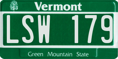 VT license plate LSW179