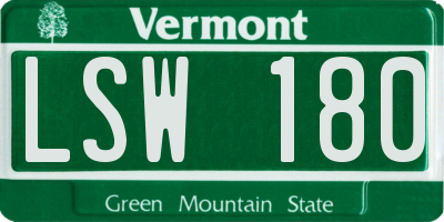 VT license plate LSW180
