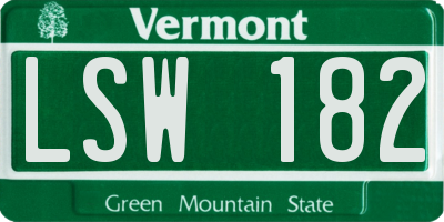 VT license plate LSW182