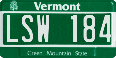 VT license plate LSW184
