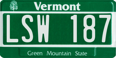 VT license plate LSW187