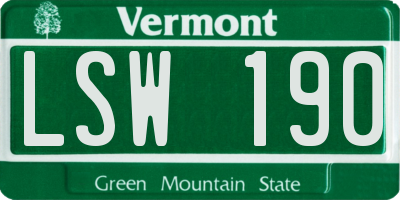VT license plate LSW190