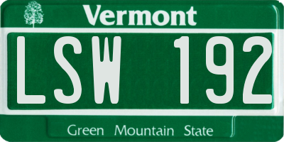 VT license plate LSW192