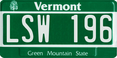 VT license plate LSW196